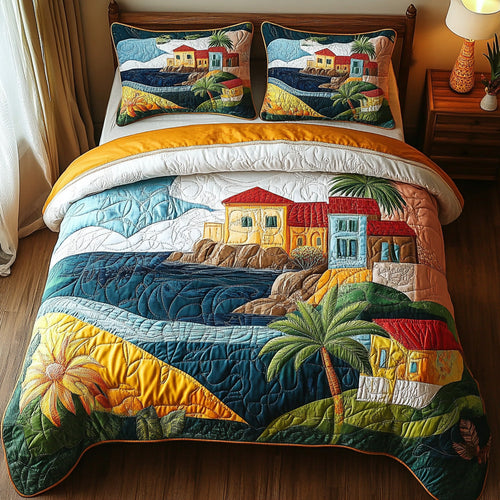 Seaside Siena 3-Piece Quilted Bedding Set - Single (59" x 70")