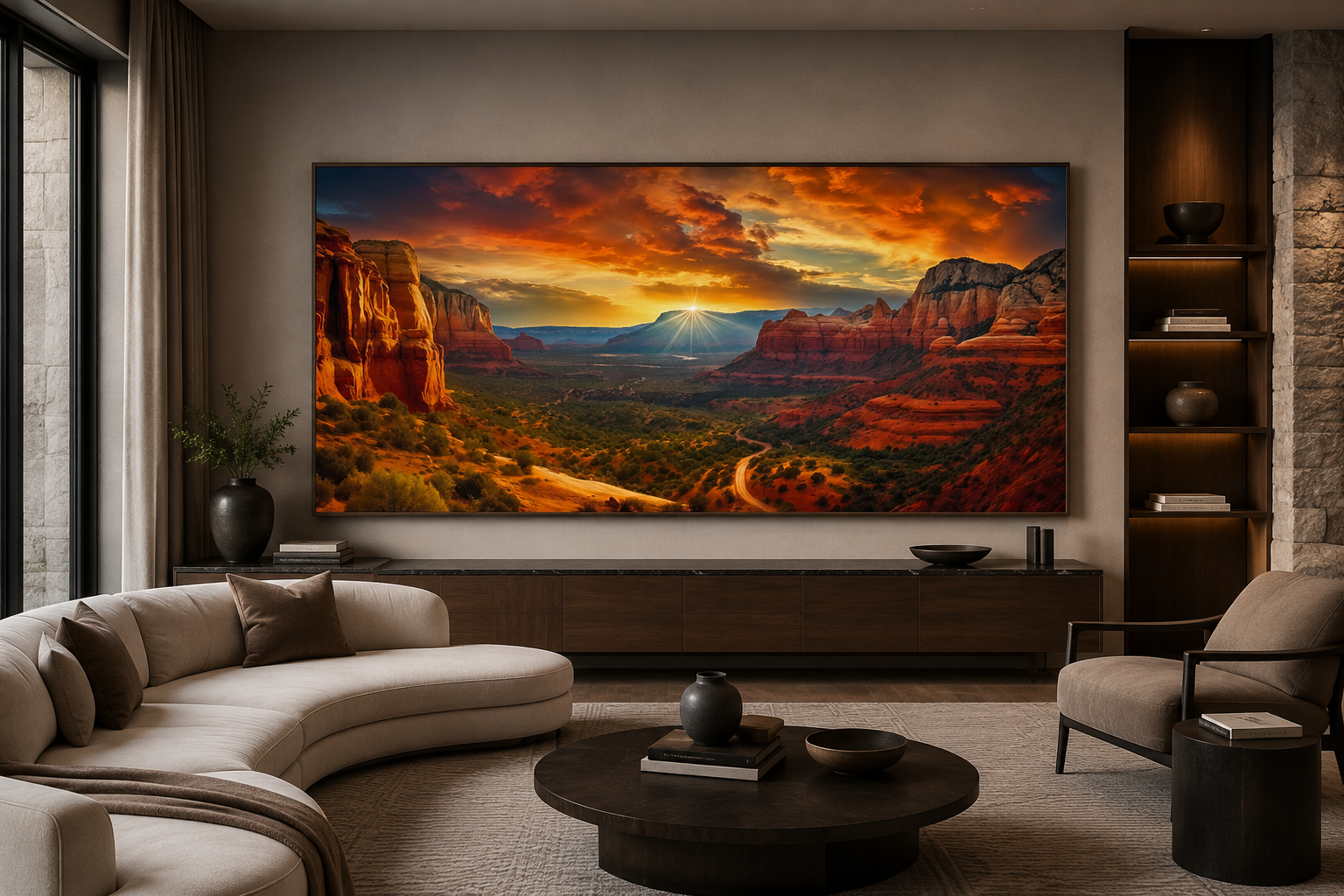 Sedona Sunset Canvas - Framed Southwest Wall Art with Vibrant Sunset Colors