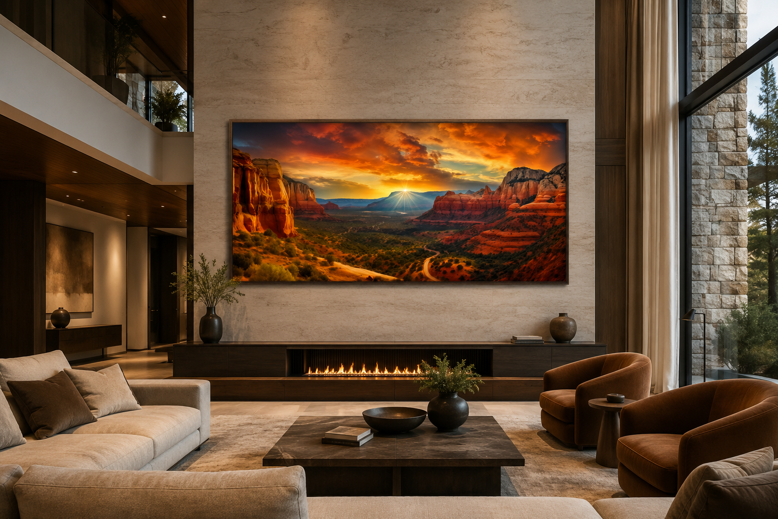 Sedona Sunset Canvas - Framed Southwest Wall Art with Vibrant Sunset Colors