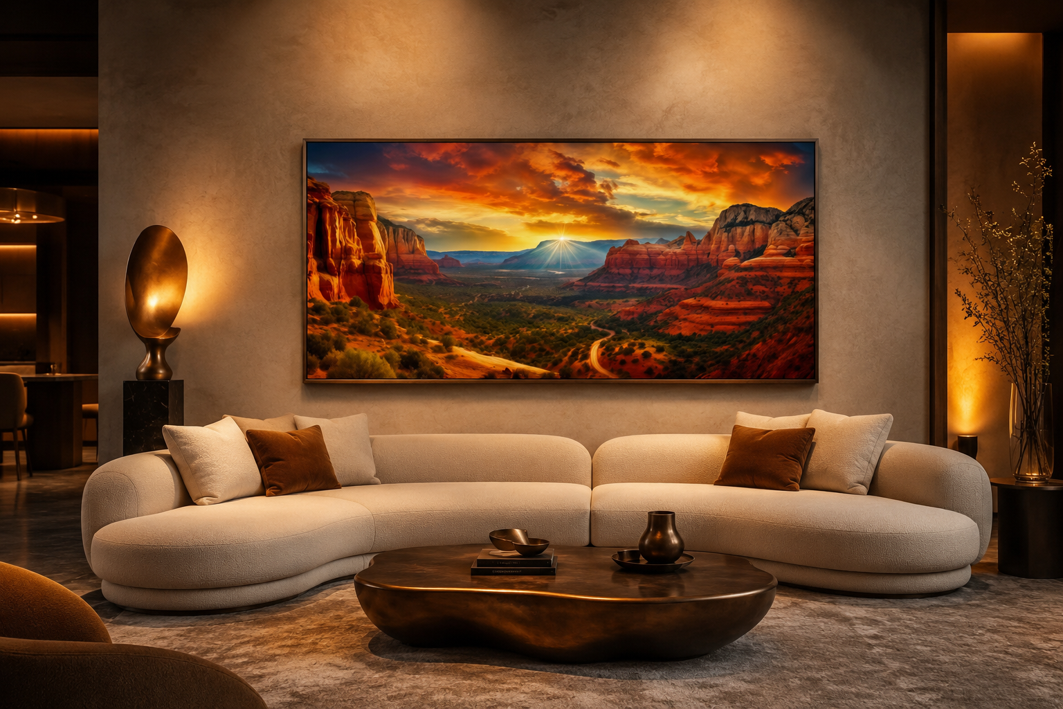 Sedona Sunset Canvas - Framed Southwest Wall Art with Vibrant Sunset Colors