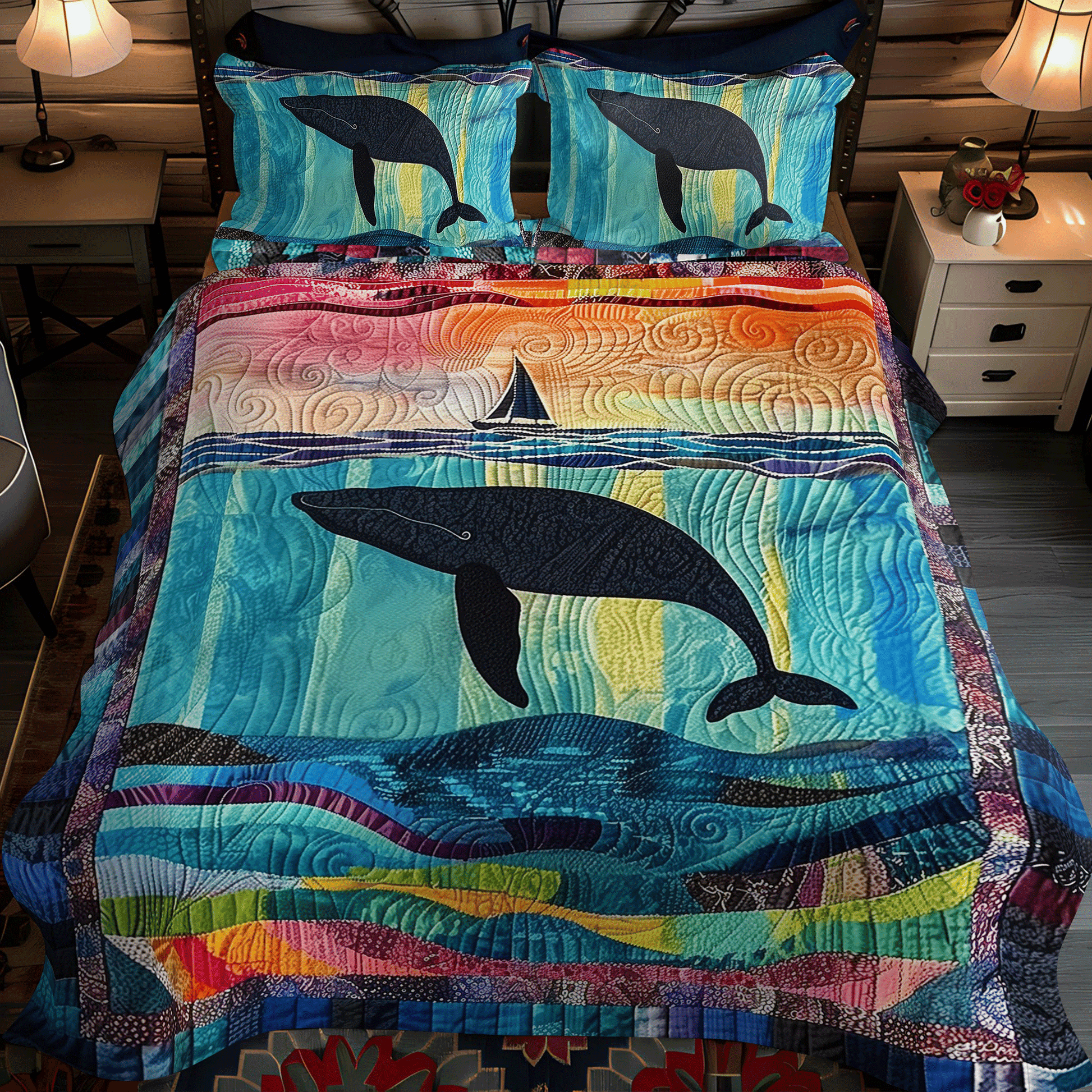 Serenade of the Seas 3-Piece Quilted Bedding Set - Single (59" x 70")