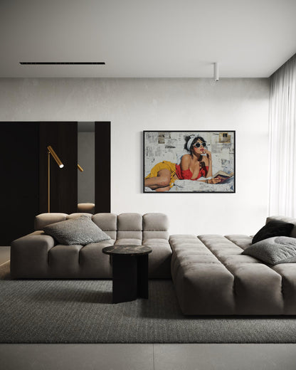 Sexy Woman Reading A Book Canvas Wall Art