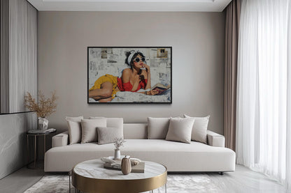 Sexy Woman Reading A Book Canvas Wall Art