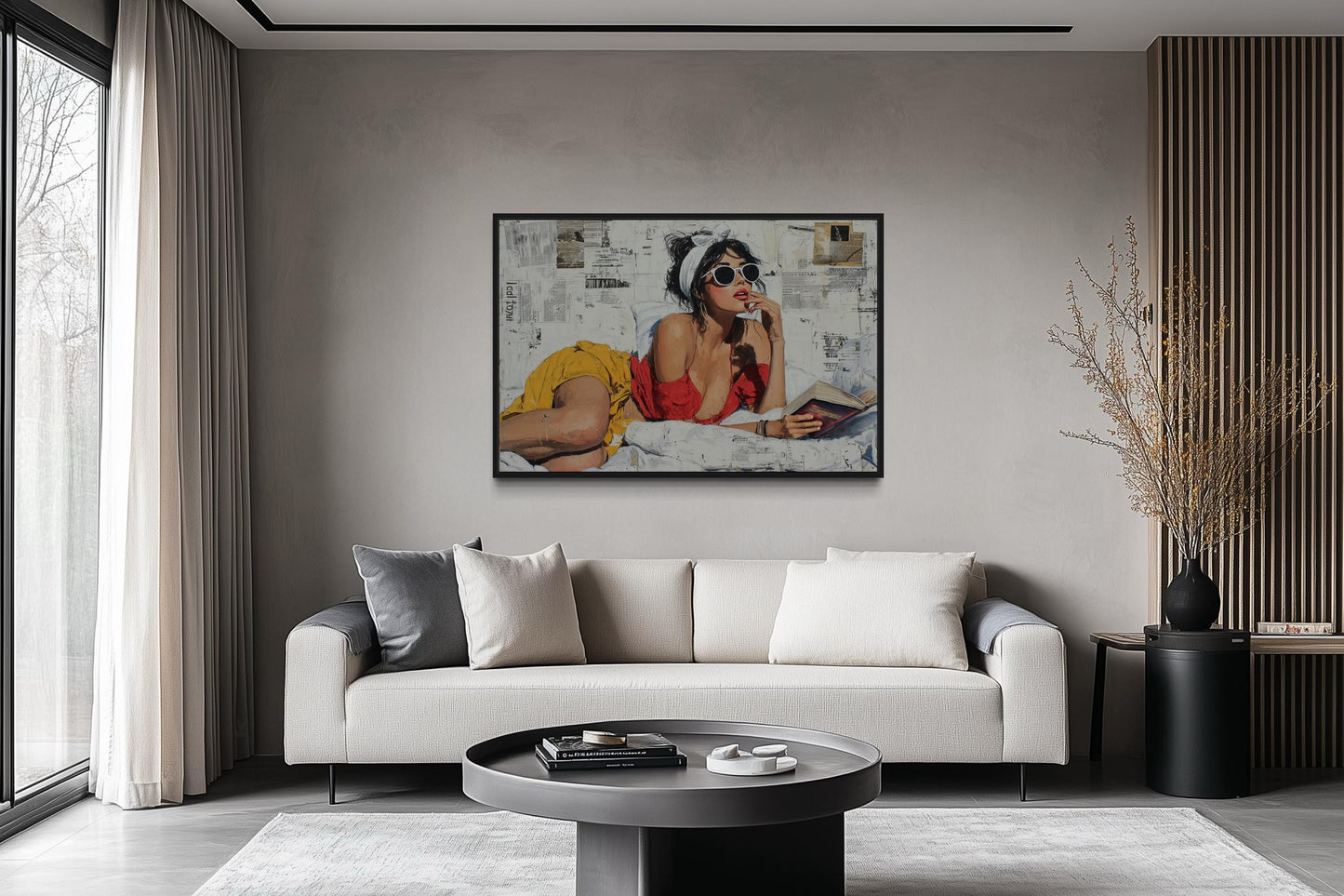 Sexy Woman Reading A Book Canvas Wall Art