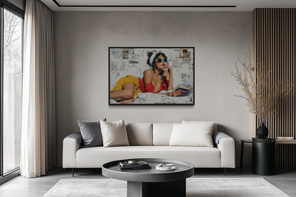 Sexy Woman Reading A Book Canvas Wall Art