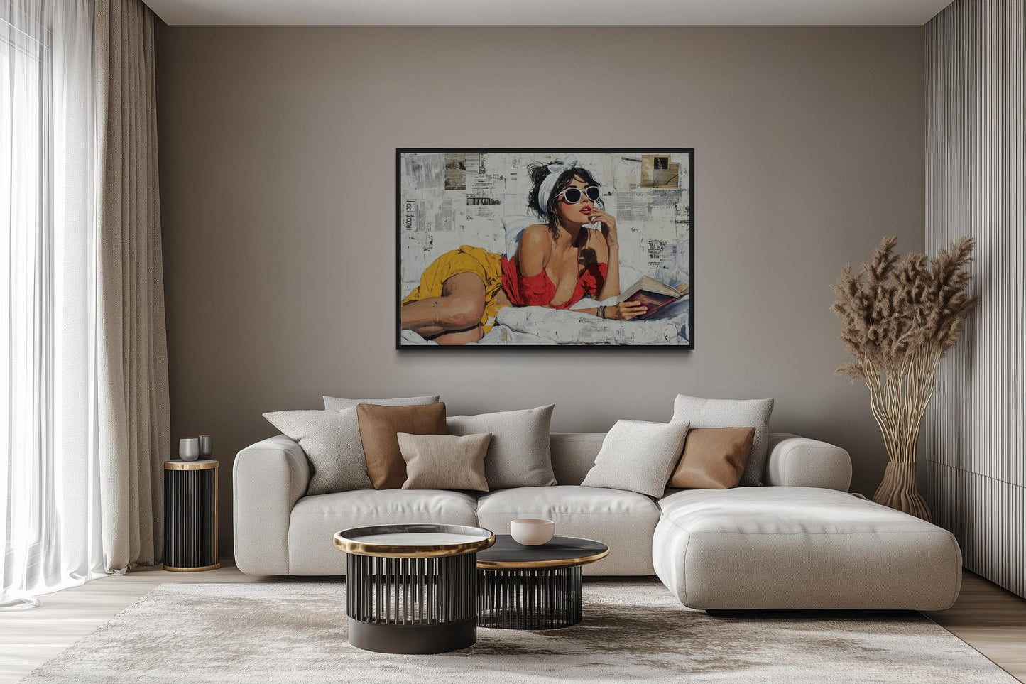 Sexy Woman Reading A Book Canvas Wall Art