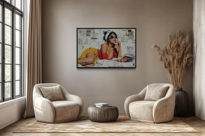 Sexy Woman Reading A Book Canvas Wall Art