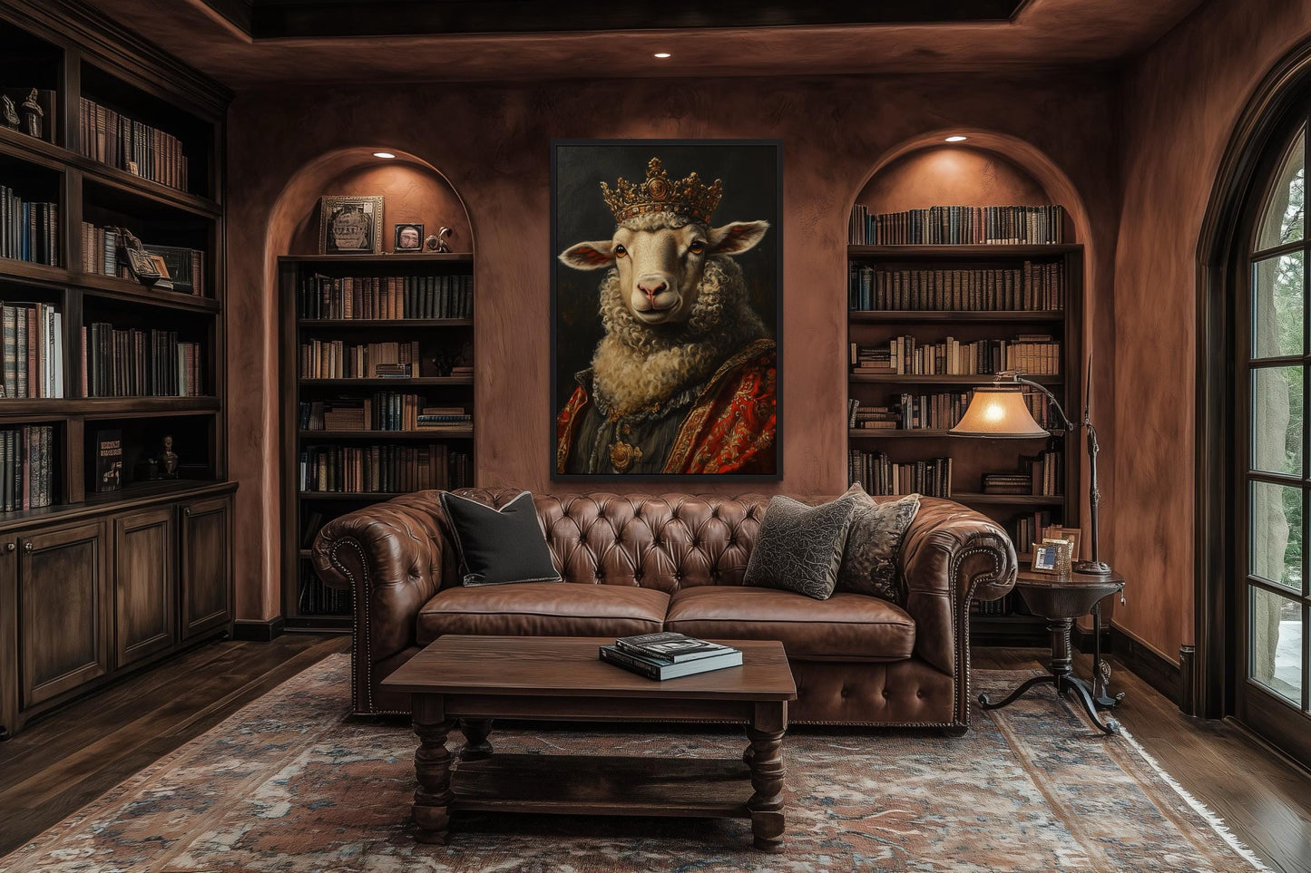 Sheep King In Crown Victorian Portrait Framed Canvas Wall Art
