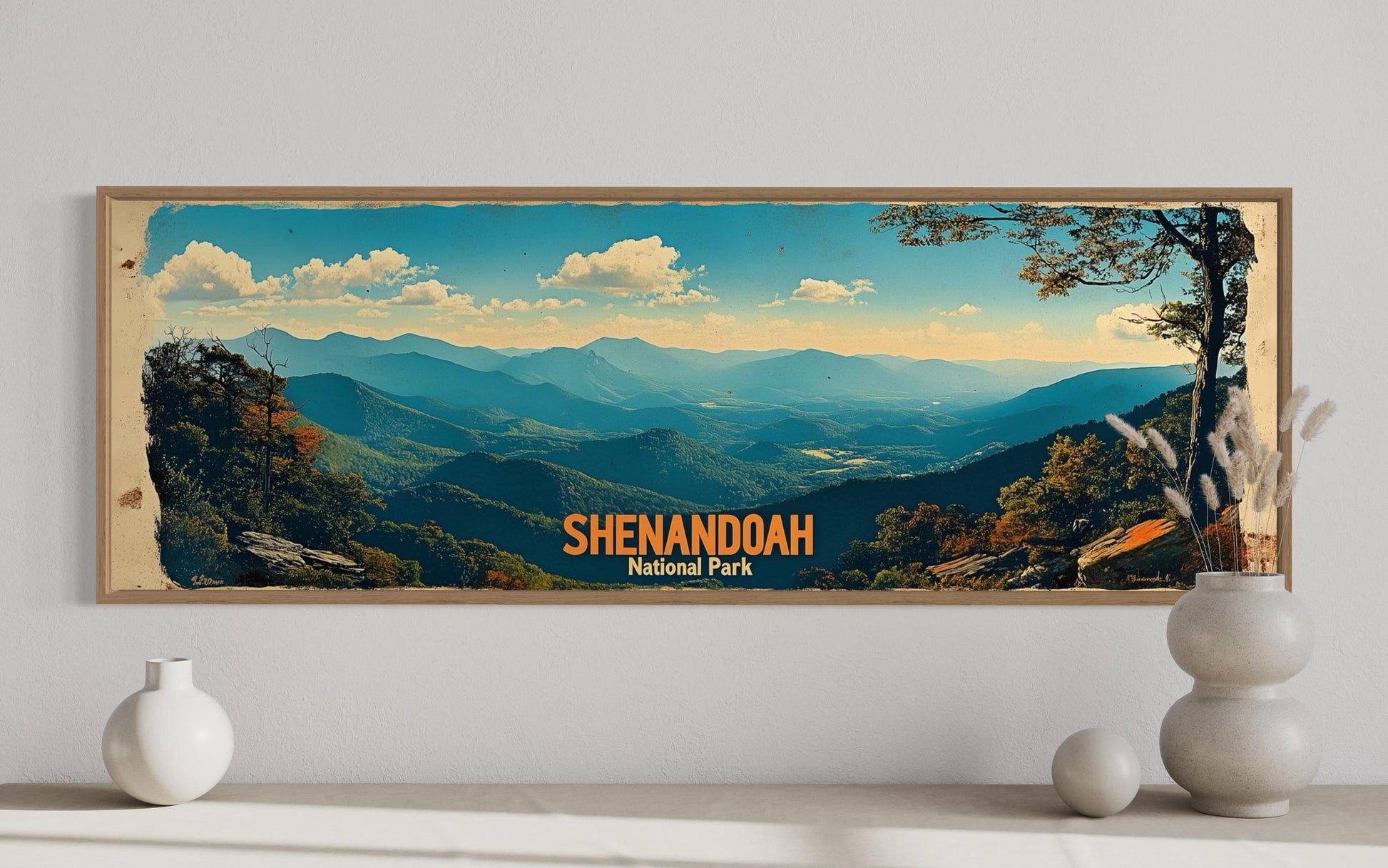 Shenandoah National Park Long Horizontal Framed Canvas Wall Art