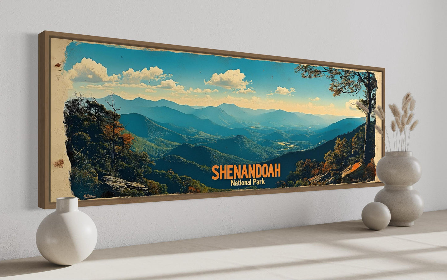 Shenandoah National Park Long Horizontal Framed Canvas Wall Art