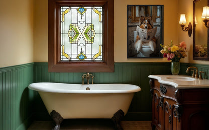 Shetland Sheepdog On The Toilet Reading Newspaper Picture Canvas Wall Art
