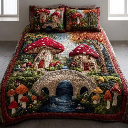 Shroomlight Hollow 3-Piece Quilted Bedding Set - Single (59" x 70")