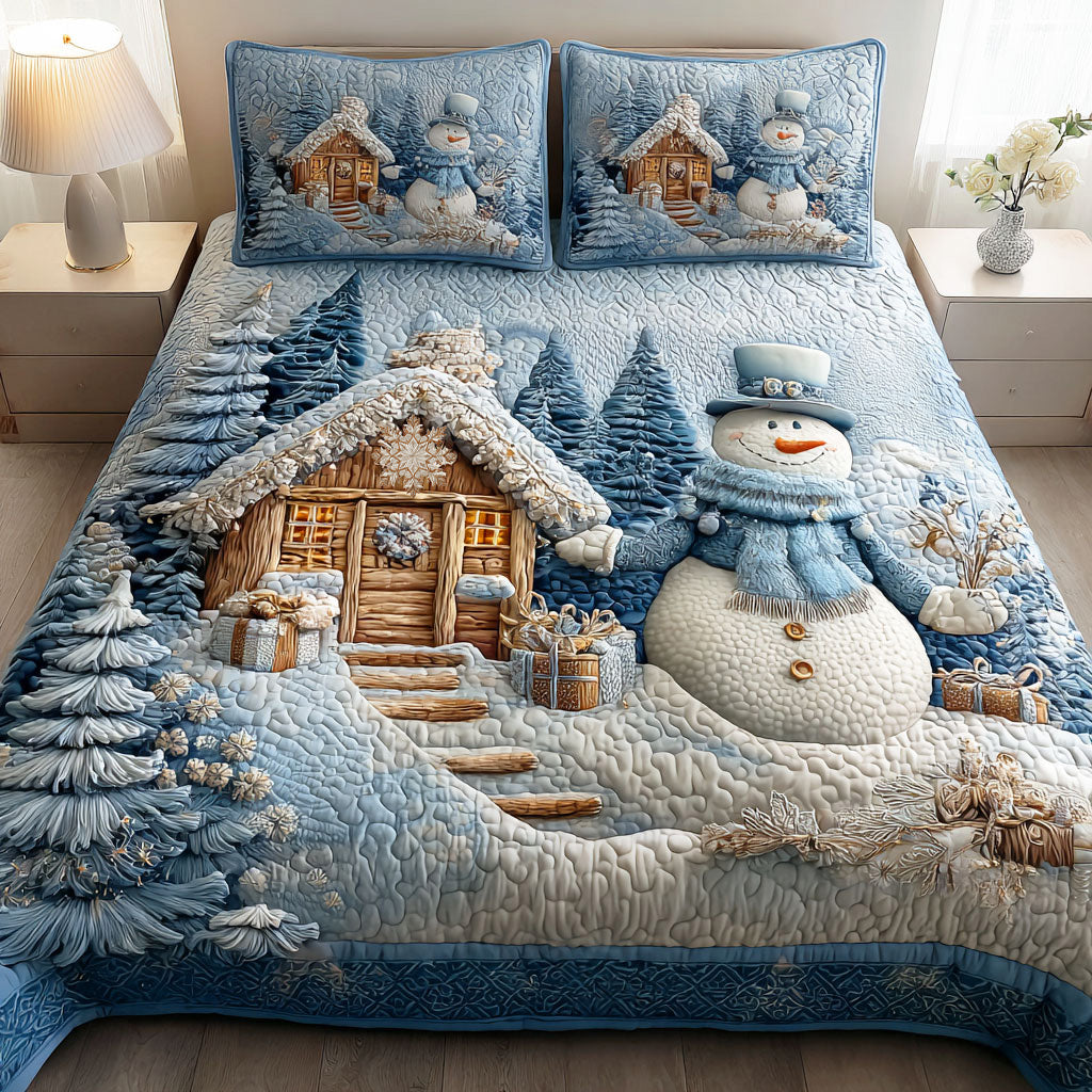 Single (59'' x 70'') /Silent Snow Eve 3-Piece Quilted Bedding Set