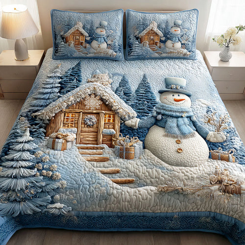 Single (59'' x 70'') /Silent Snow Eve 3-Piece Quilted Bedding Set