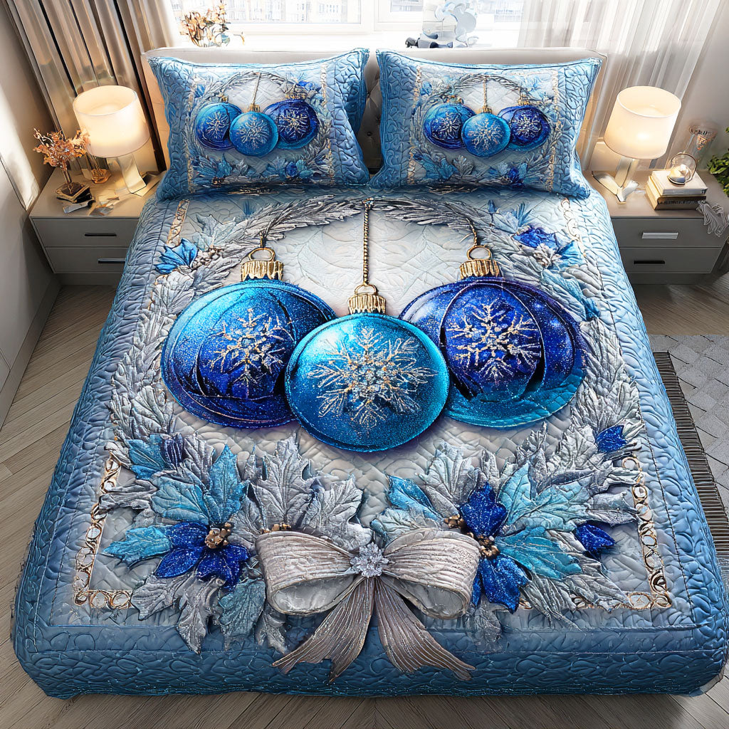 Silent Snow Eve 3-Piece Quilted Bedding Set - Single (59" x 70")