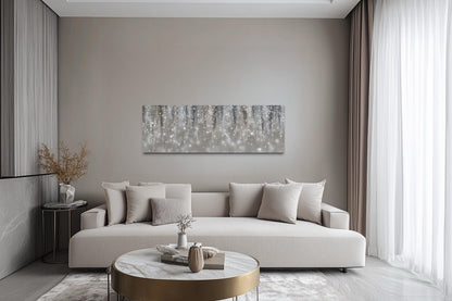 Silver Beige Wall Art - Abstract Rain Canvas Print | Modern Horizontal Canvas