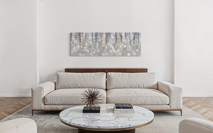 Silver Beige Wall Art - Abstract Rain Canvas Print | Modern Horizontal Canvas