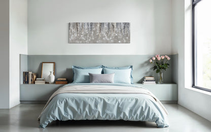 Silver Beige Wall Art - Abstract Rain Canvas Print | Modern Horizontal Canvas