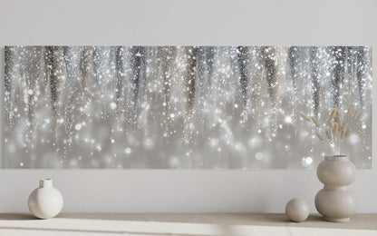 Silver Beige Wall Art - Abstract Rain Canvas Print | Modern Horizontal Canvas