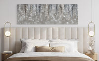 Silver Beige Wall Art - Abstract Rain Canvas Print | Modern Horizontal Canvas