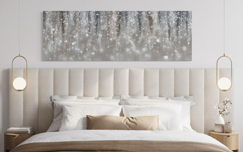 Silver Beige Wall Art - Abstract Rain Canvas Print | Modern Horizontal Canvas