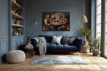Skeleton Cowboys Playing Poker Western Gothic Canvas Wall Art