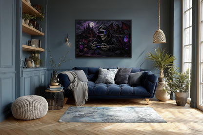 Skeleton Gamer Dark Gothic Canvas Wall Art For Game Room Decor