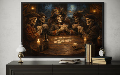 Skeleton Pirates Wall Art – Gothic Pirate Skull Painting | Man Cave Decor
