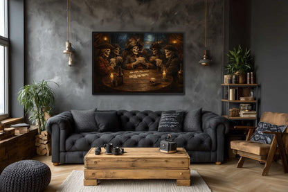 Skeleton Pirates Wall Art – Gothic Pirate Skull Painting | Man Cave Decor