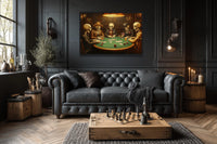 Skeleton Poker Wall Art – Gothic Skull Canvas for Men’s Game Room Decor