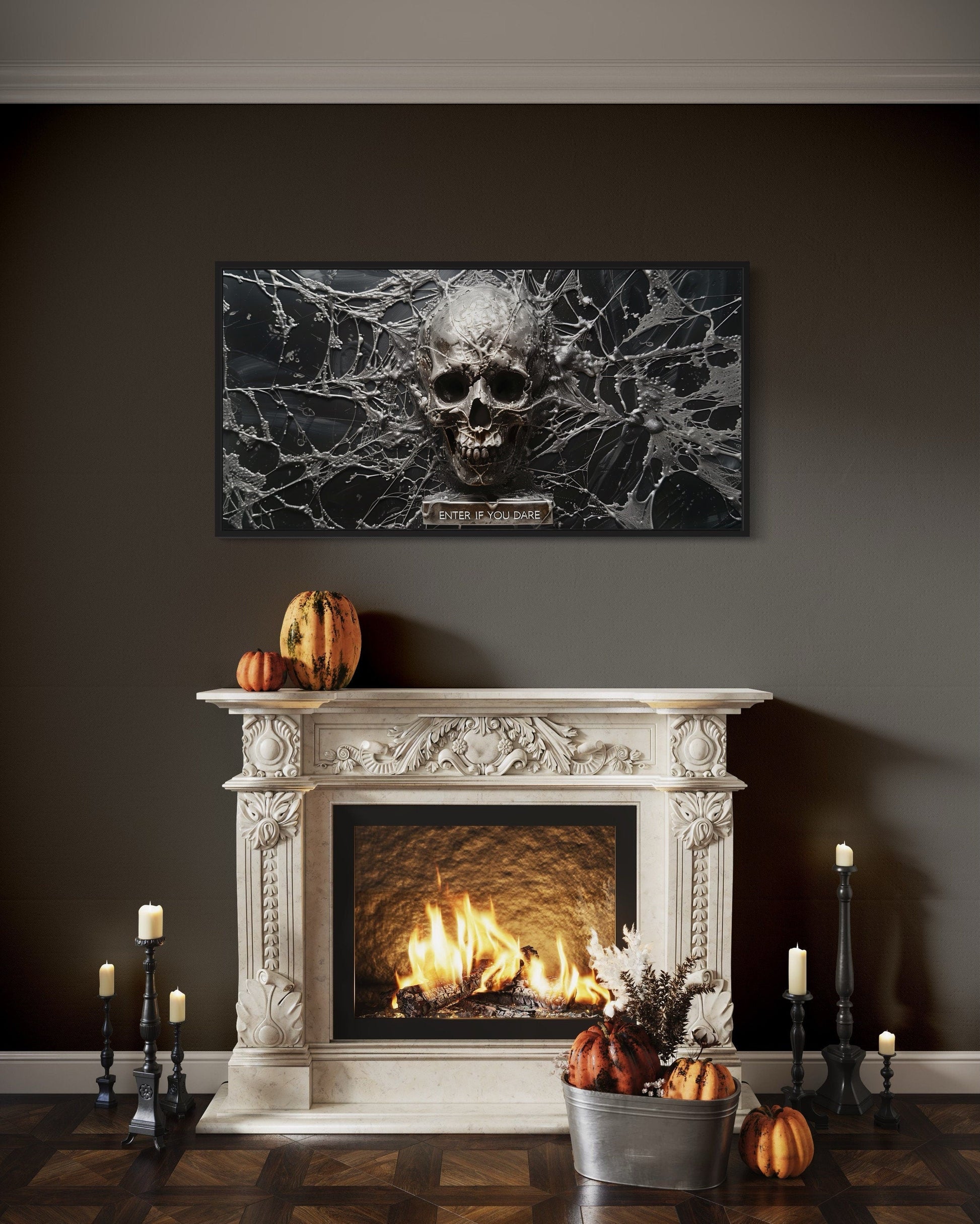 Enter If You Dare Halloween Entrance Decor Skeleton Skull Wall Art