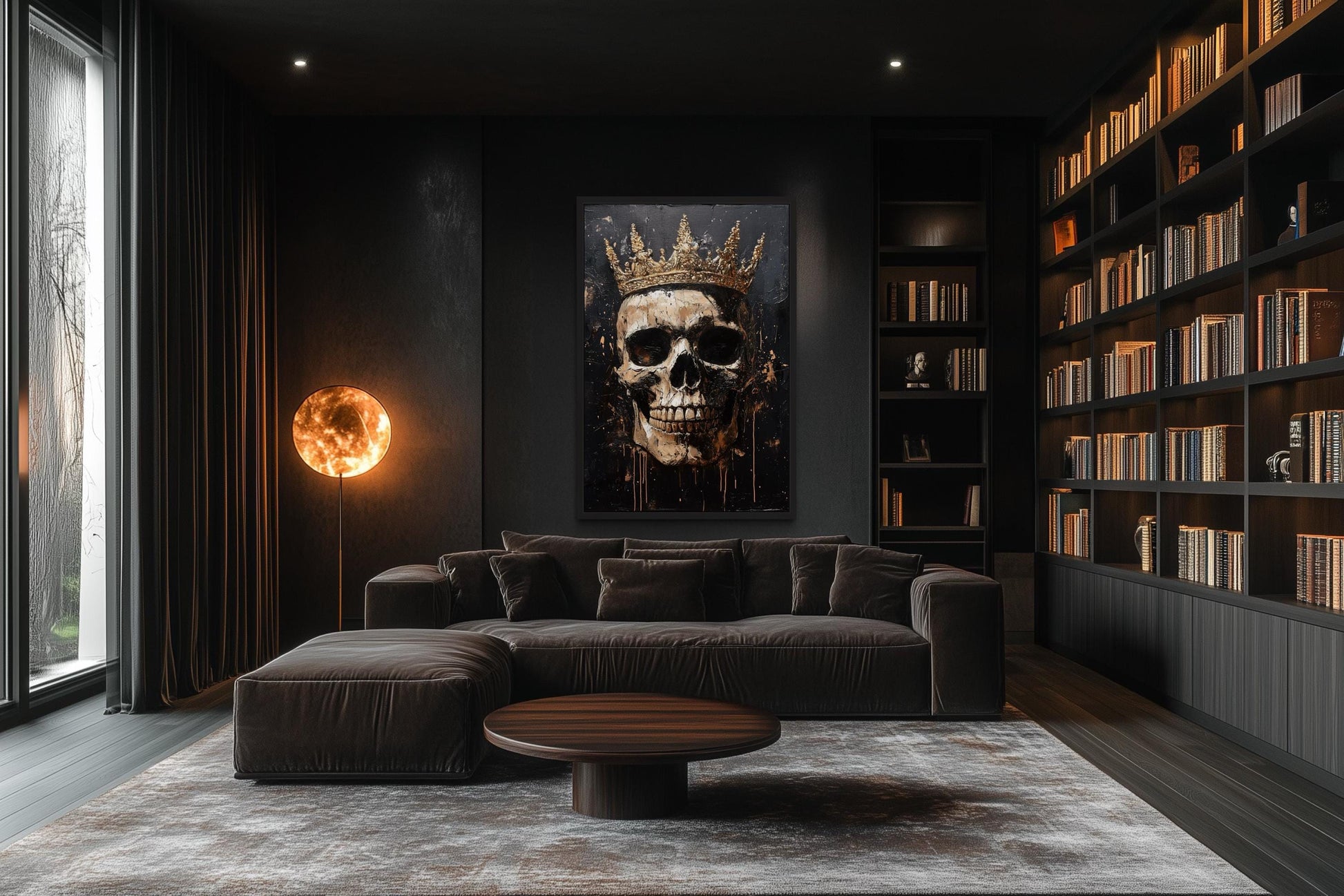 Skull Wearing Gold Crown Gothic Canvas Wall Art For Man Cave Or Office