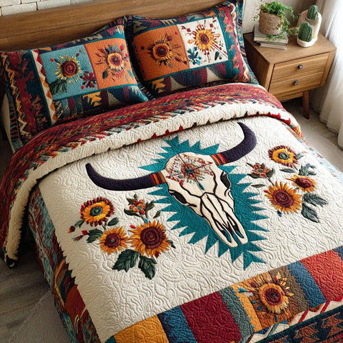 Skull Frontier 3-Piece Quilted Bedding Set - Single (59" x 70")