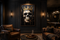 Skull Wearing Gold Crown Gothic Canvas Wall Art For Man Cave Or Office