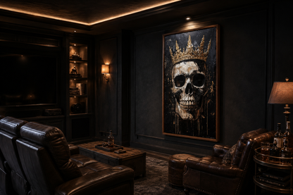 Skull Wearing Gold Crown Gothic Canvas Wall Art For Man Cave Or Office