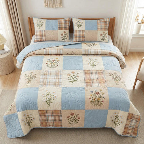 Sky Meadow 3-Piece Quilted Bedding Set - Single (59" x 70")