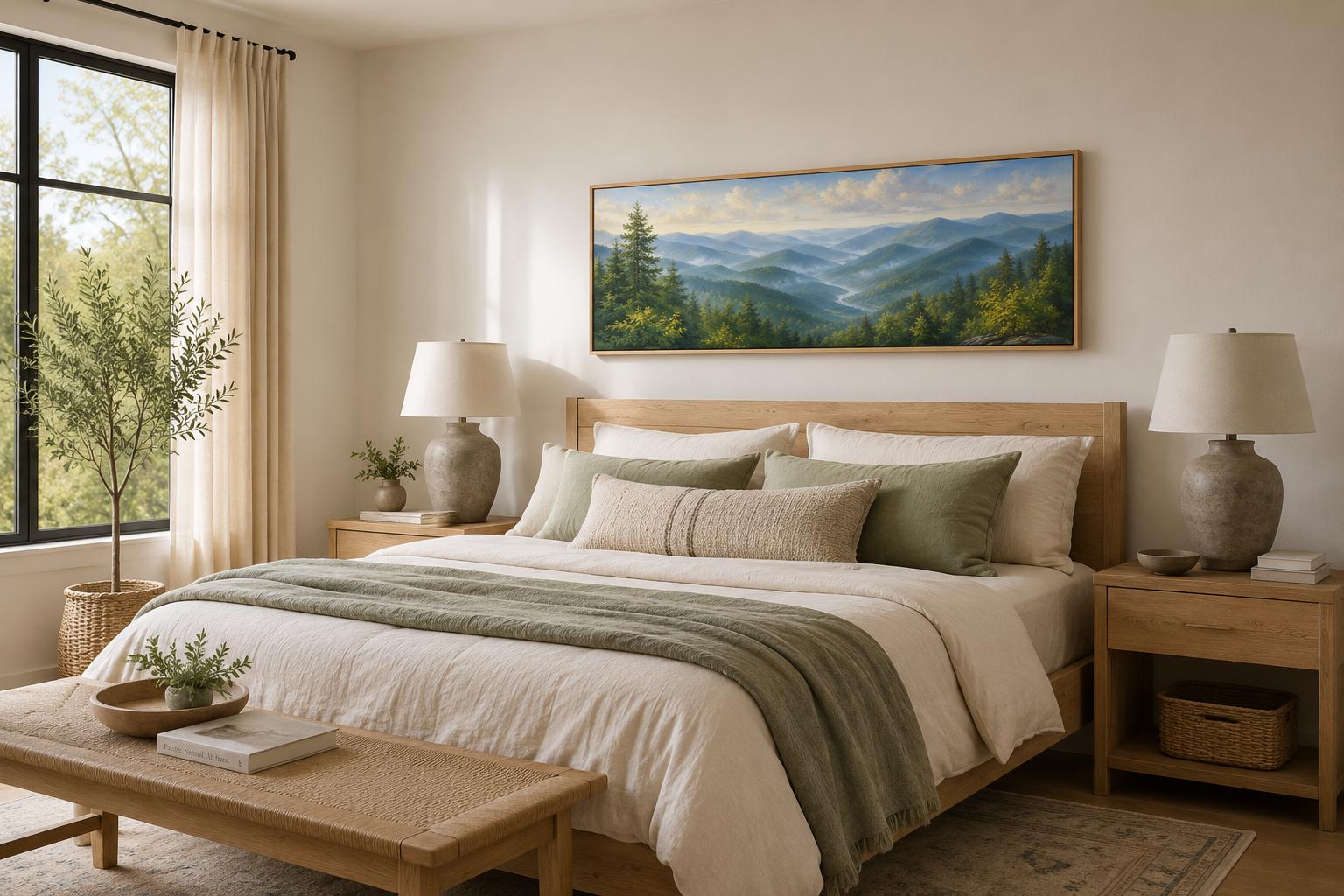 Smoky Mountains Wall Art - Panoramic Mountain Valley Canvas for Cabin Decor