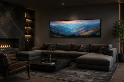 Great Smoky Mountains Sunset Long Horizontal Canvas Wall Art