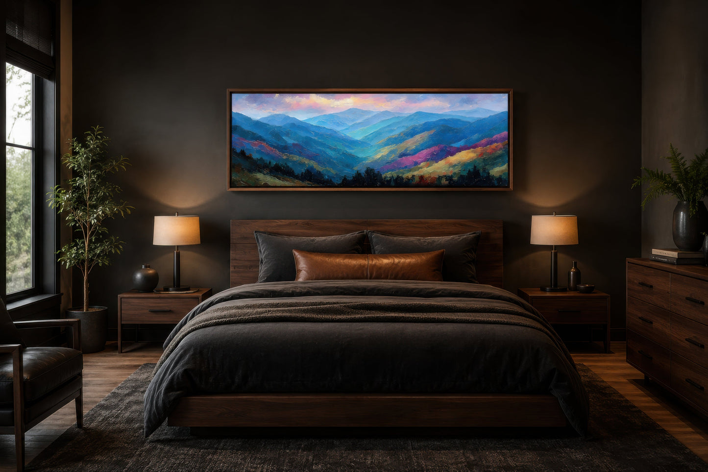 Great Smoky Mountains Sunset Long Horizontal Canvas Wall Art