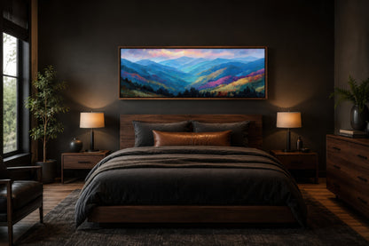Great Smoky Mountains Sunset Long Horizontal Canvas Wall Art