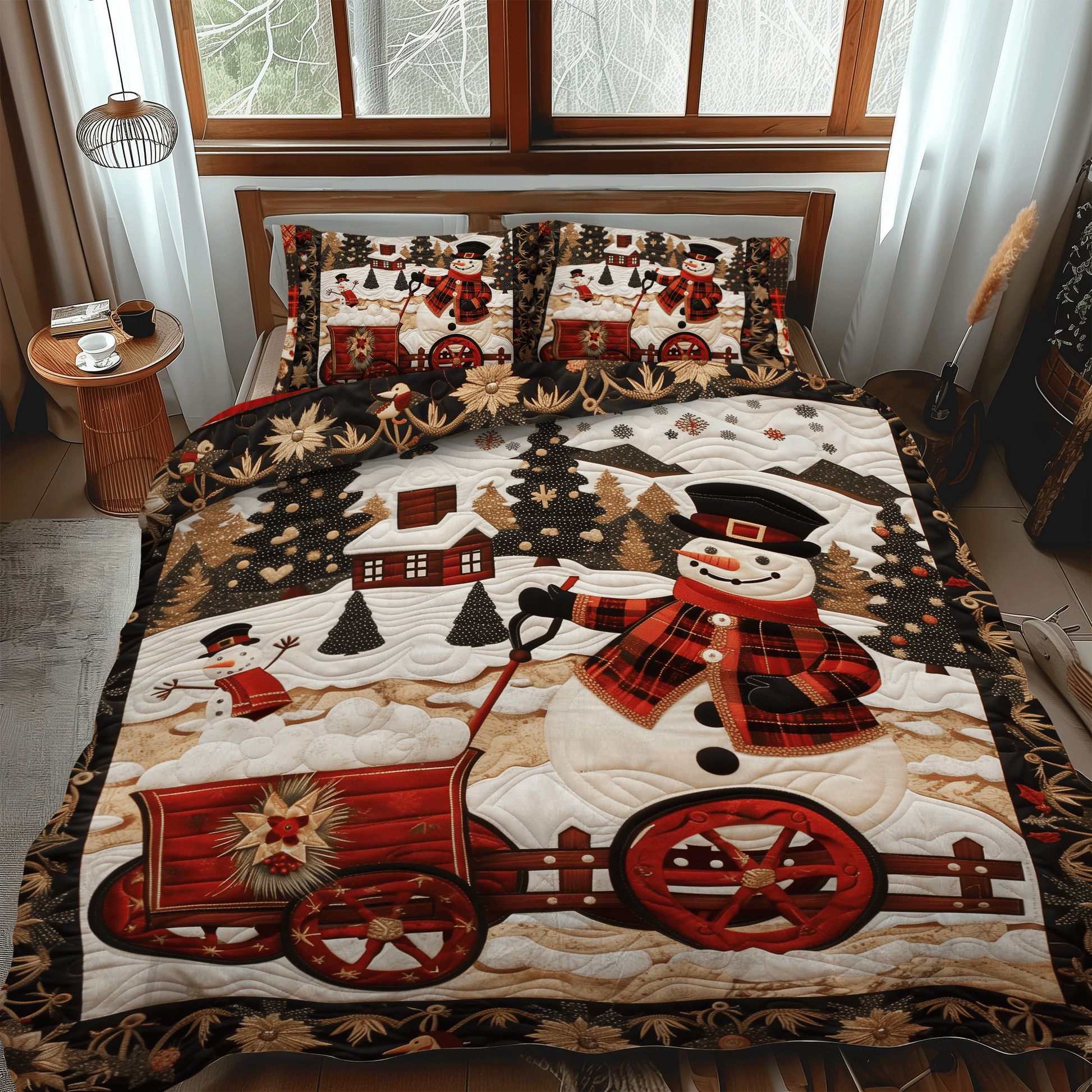 Snowmen Wonderland 3-Piece Quilted Bedding Set - Single (59" x 70")