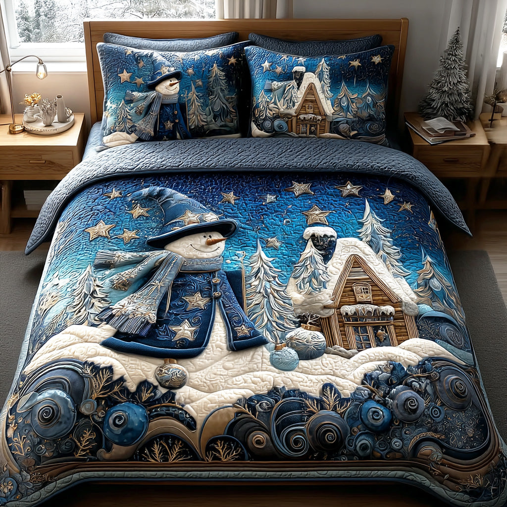 Snowy Night Cheer 3-Piece Quilted Bedding Set - Single (59" x 70")