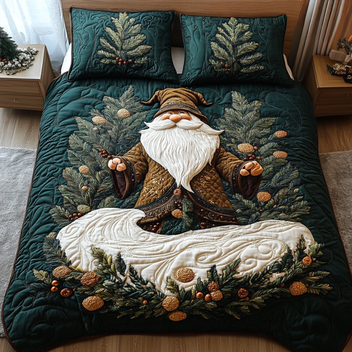 Snowy Night Joy 3-Piece Quilted Bedding Set - Single (59" x 70")