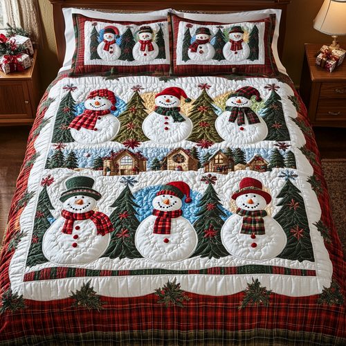 Snowy Smiles 3-Piece Quilted Bedding Set - Single (59" x 70")