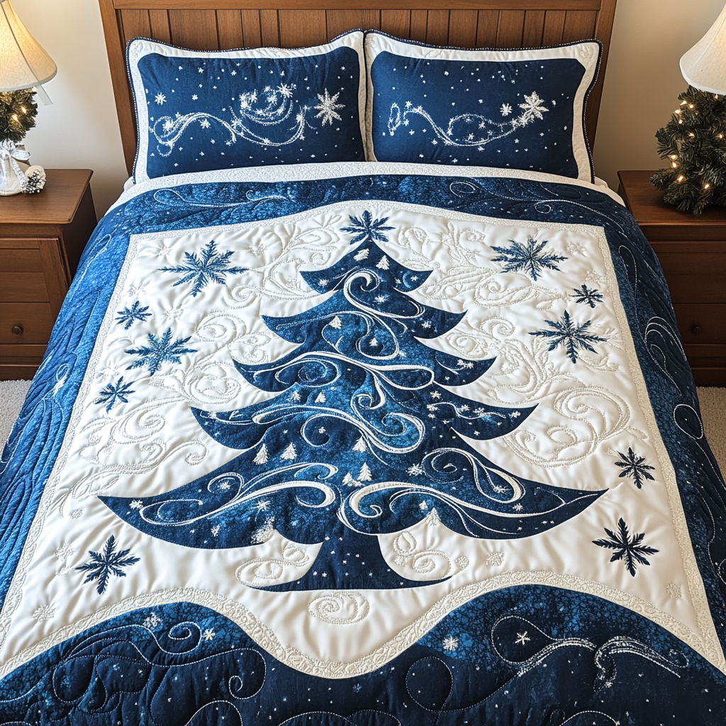Snowy Tree 3-Piece Quilted Bedding Set - Single (59" x 70")