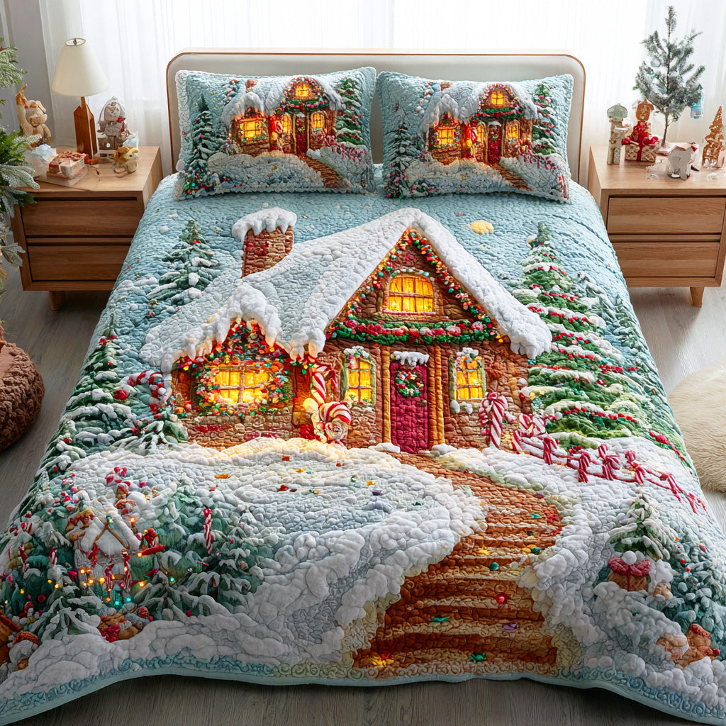 Snowy Whispers 3-Piece Quilted Bedding Set - Single (59" x 70")