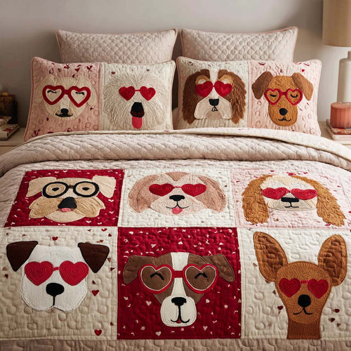 Snuggle Dog Retreat 3-Piece Quilted Bedding Set - Single (59" x 70")