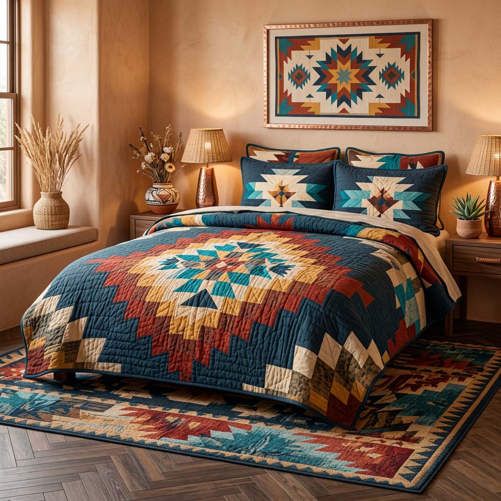 Southwest Sunset Star 3-Piece Quilted Bedding Set - Single (59" x 70")