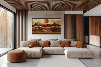 Southwestern Desert Landscape Wood Style Canvas Wall Art