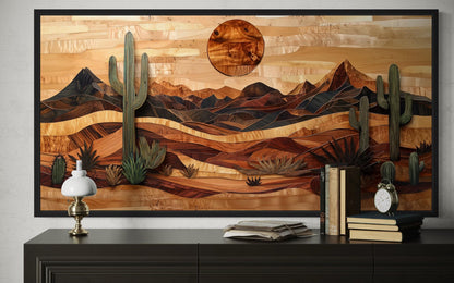 Southwestern Desert Landscape Wood Style Canvas Wall Art